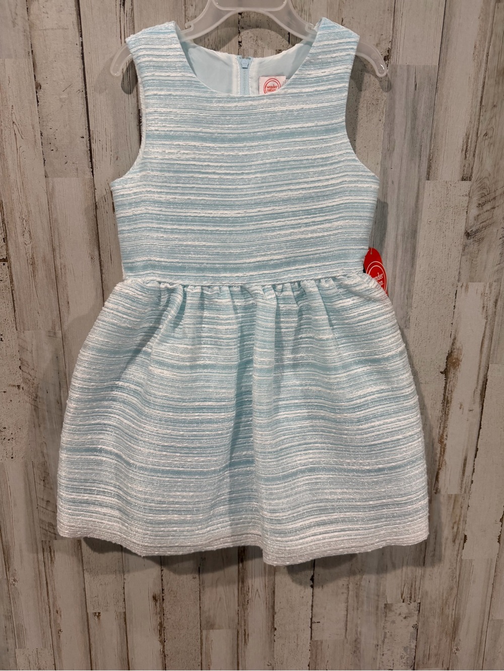 Wonder Nation Girls Size 6 Blue White Striped Shimmer Party Dress NWT